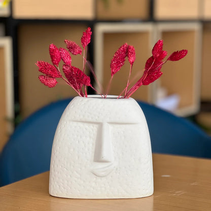 Boho Smily Kiss Face Vase - Set of 2 : Modern Vase & Ceramic Vase