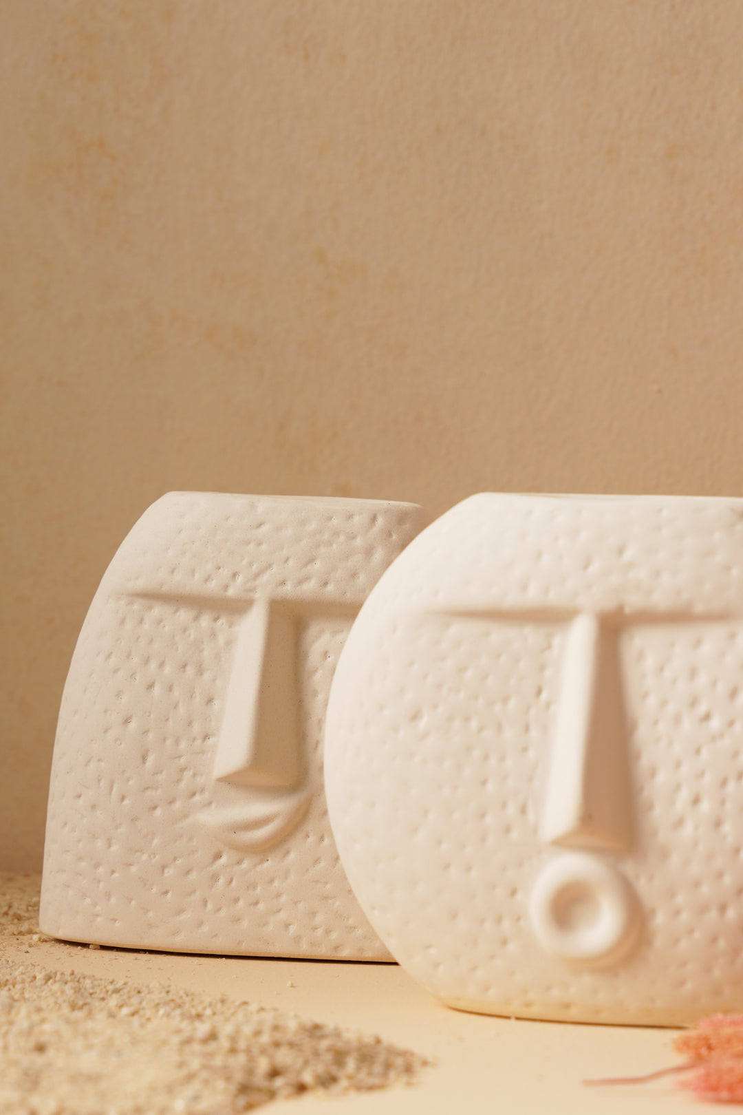 Boho Smily Kiss Face Vase - Set of 2 : Modern Vase & Ceramic Vase